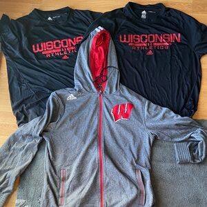 Adidas Gray and Black Wisconsin Hoodie and T-Shirts